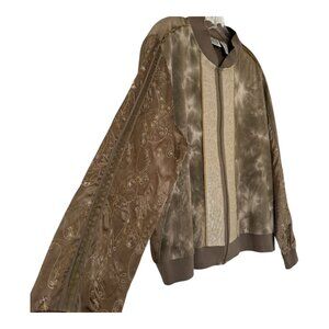 Chico's Bomber Style Jacket with Embroidery  Size 3 / Large